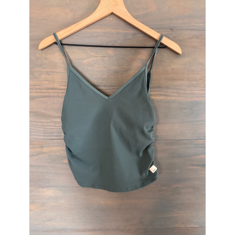 Vuori‎ Ruched Rib Tank Eucalyptus Green V-Neck Active Camisole VW1133 Medium